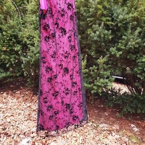 Helene Blake Gown Black Netting  Floral Design ove